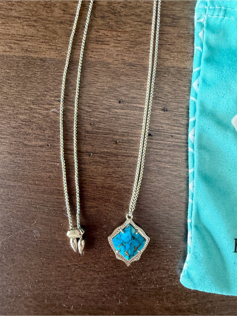 Kendra Scott Blue Turquoise Pendant Necklace with Silver Chain - Picture 2 of 4